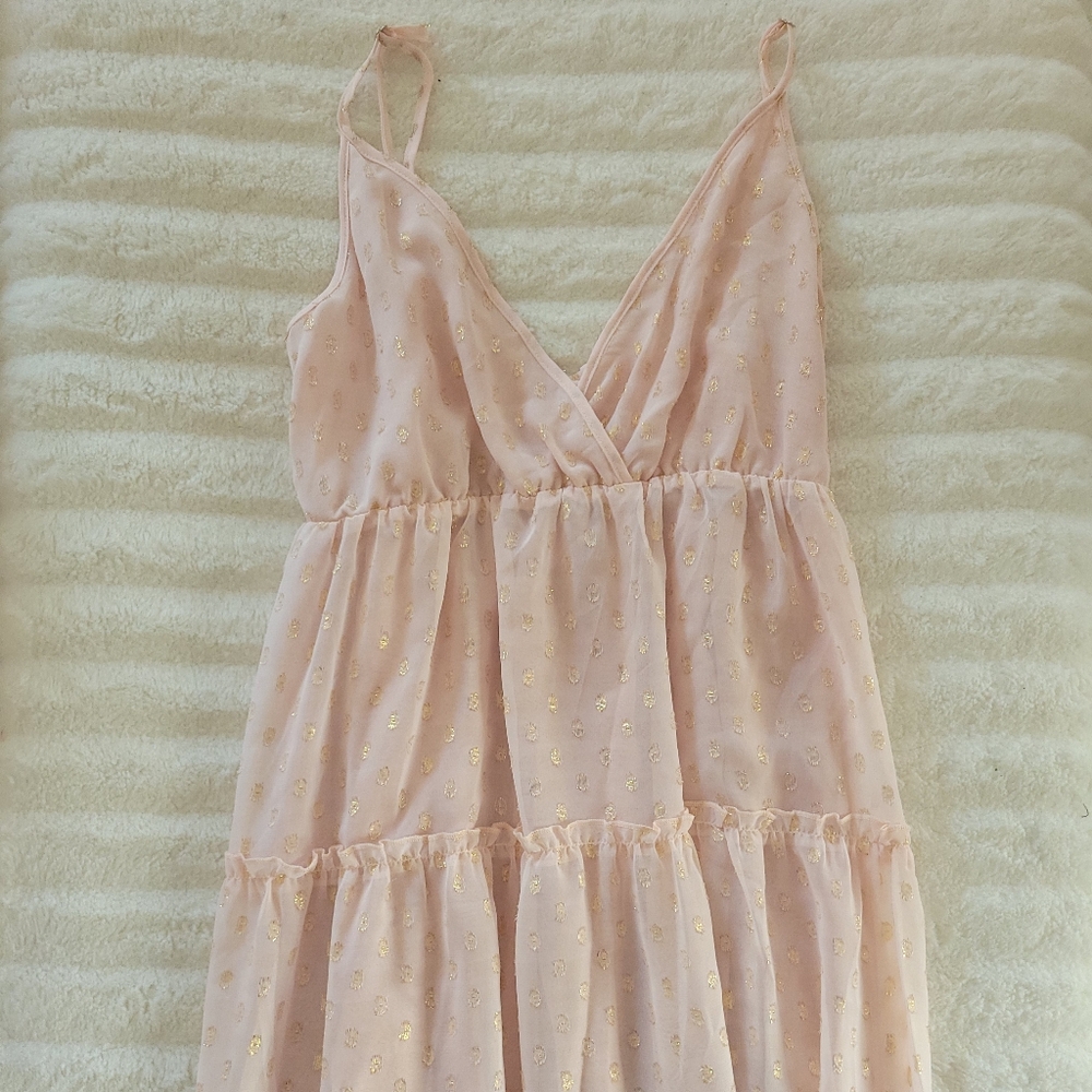 Pink and Gold Sleeveless Dress